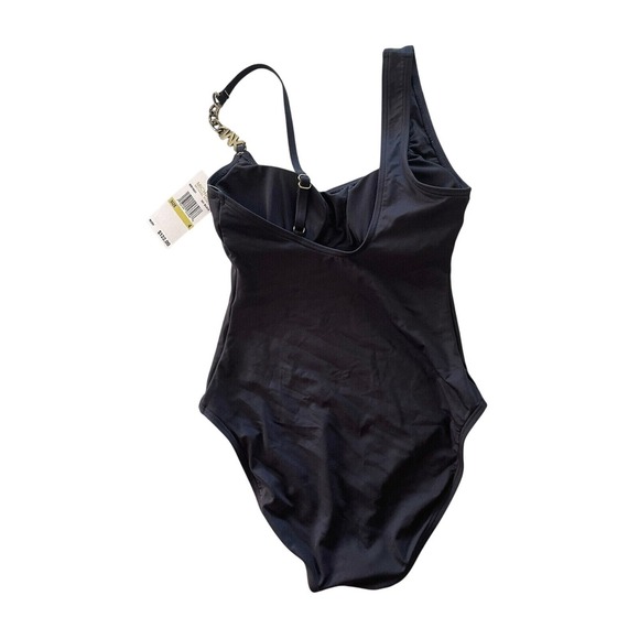 Michael Kors‎ Logo Chain Scoopneck One Piece Black Swimsuit Size 4 $122 NWT - Picture 2 of 5